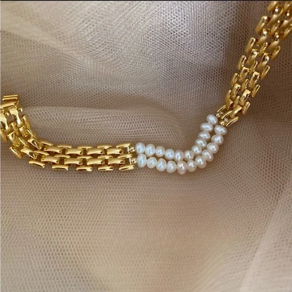 Gold and Pearl Bracelet 18k Gold and 925 Sterling Silver - Picture 5 of 6